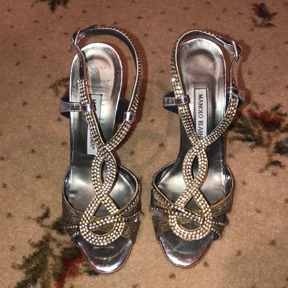Gorgeous Manolo Blahnik Rhinestone Multistrap Heel